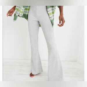 Aerie Groove On Gray Velour Ribbed High Waisted Flare Pants, XL